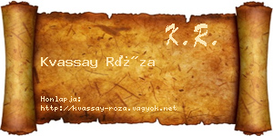 Kvassay Róza névjegykártya